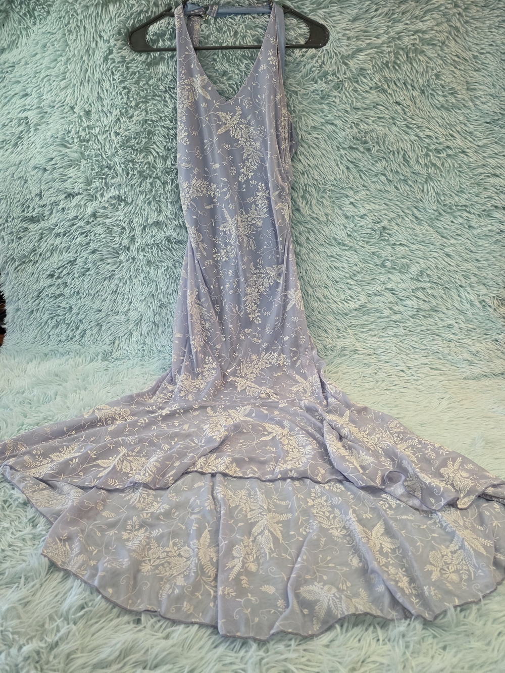 Charlotte‎ Russe Pastel Lavender Floral Mermaid Maxi Dress - Size M